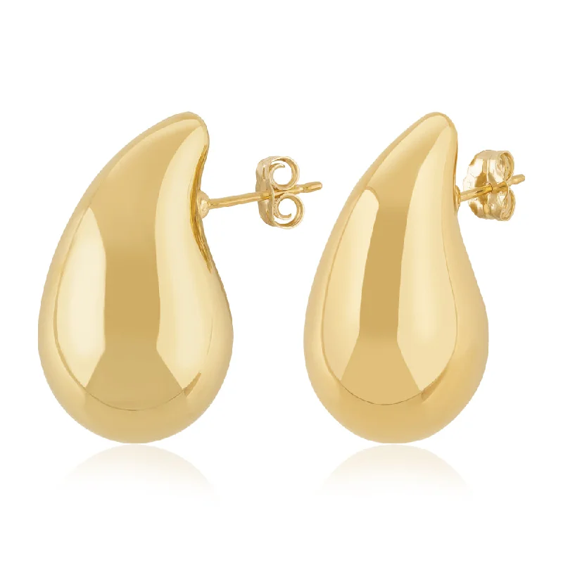 Stud Earrings for Work Attire -14k Gold Medium Tear Drop Stud Earrings