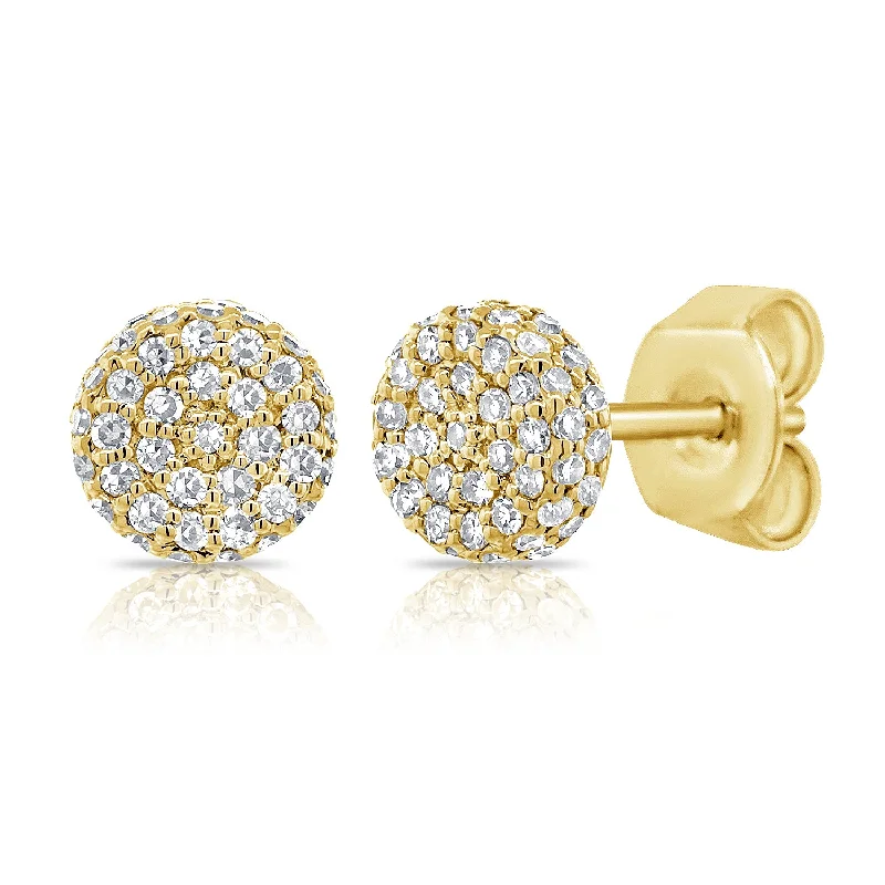 Leverback Stud Earrings for Comfort -14K Gold Pave Diamond Stud Earrings