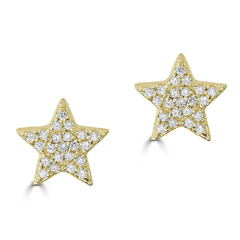 Heart Shaped Stud Earrings for Love -EMILIQUE 14KT GOLD .10 CTW DIAMOND PAVÉ STAR STUD EARRINGS