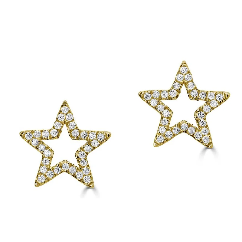 Square Stud Earrings for Modern -EMILIQUE 14KT GOLD .12 CTW DIAMOND OPEN STAR STUD EARRINGS