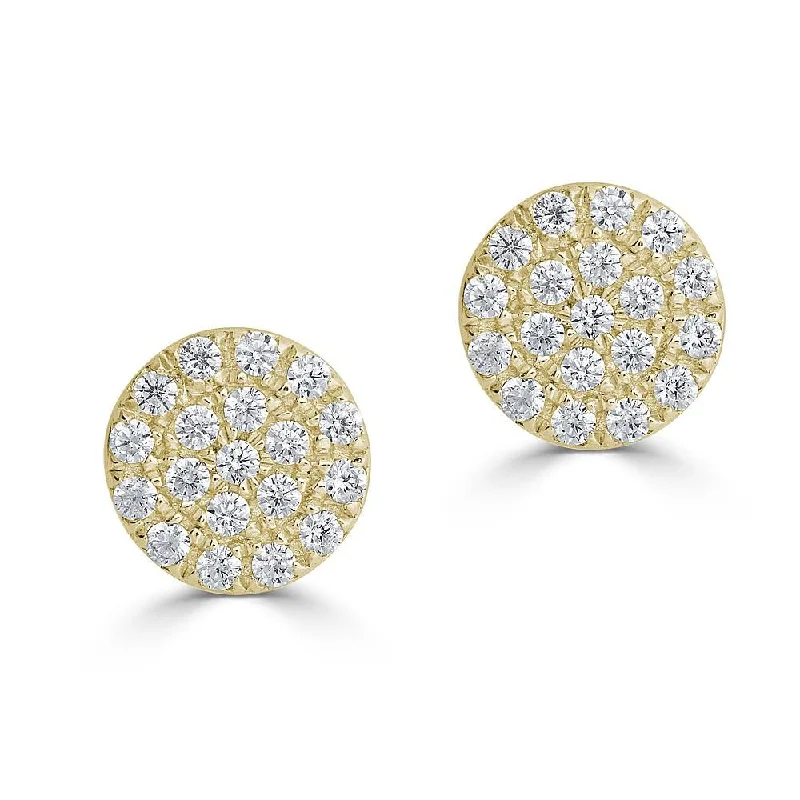 Oval Stud Earrings for Grace -EMILIQUE 14KT GOLD 0.12 CTW DIAMOND PAVÉ CIRCLE STUD EARRINGS