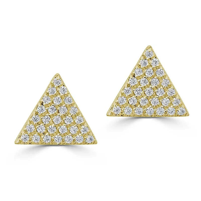 Star Shaped Stud Earrings for Charm -EMILIQUE 14KT GOLD .20 CTW DIAMOND PAVÉ TRIANGLE STUD EARRINGS