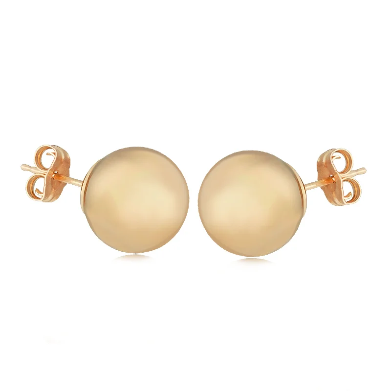 Stud Earrings for Yoga Session -14ky Gold 10mm Ball Stud Earrings