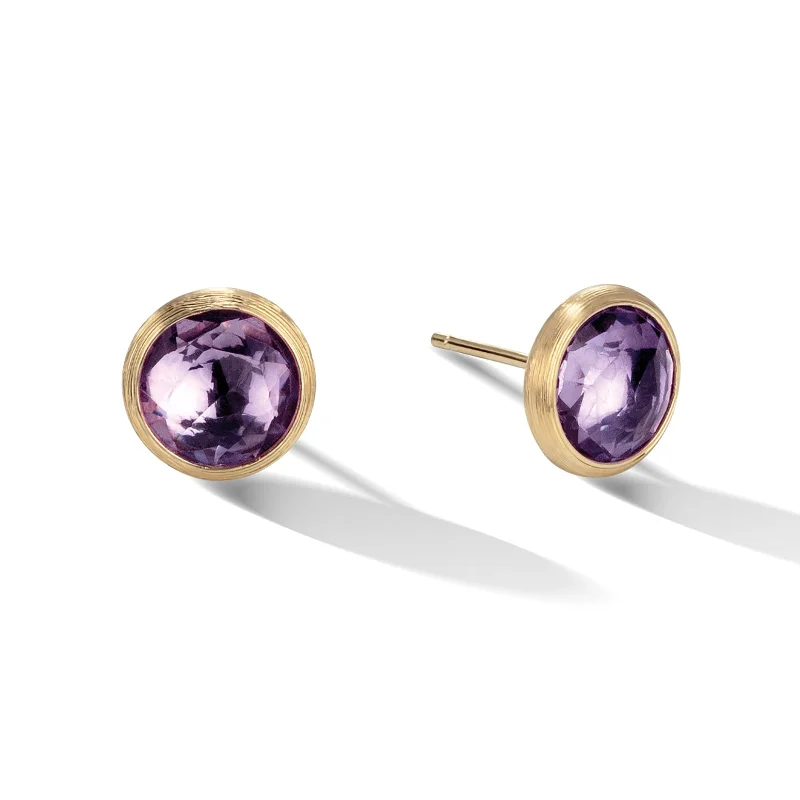 Multi Stud Earrings with Chains -Jaipur Amethyst Stud Earrings