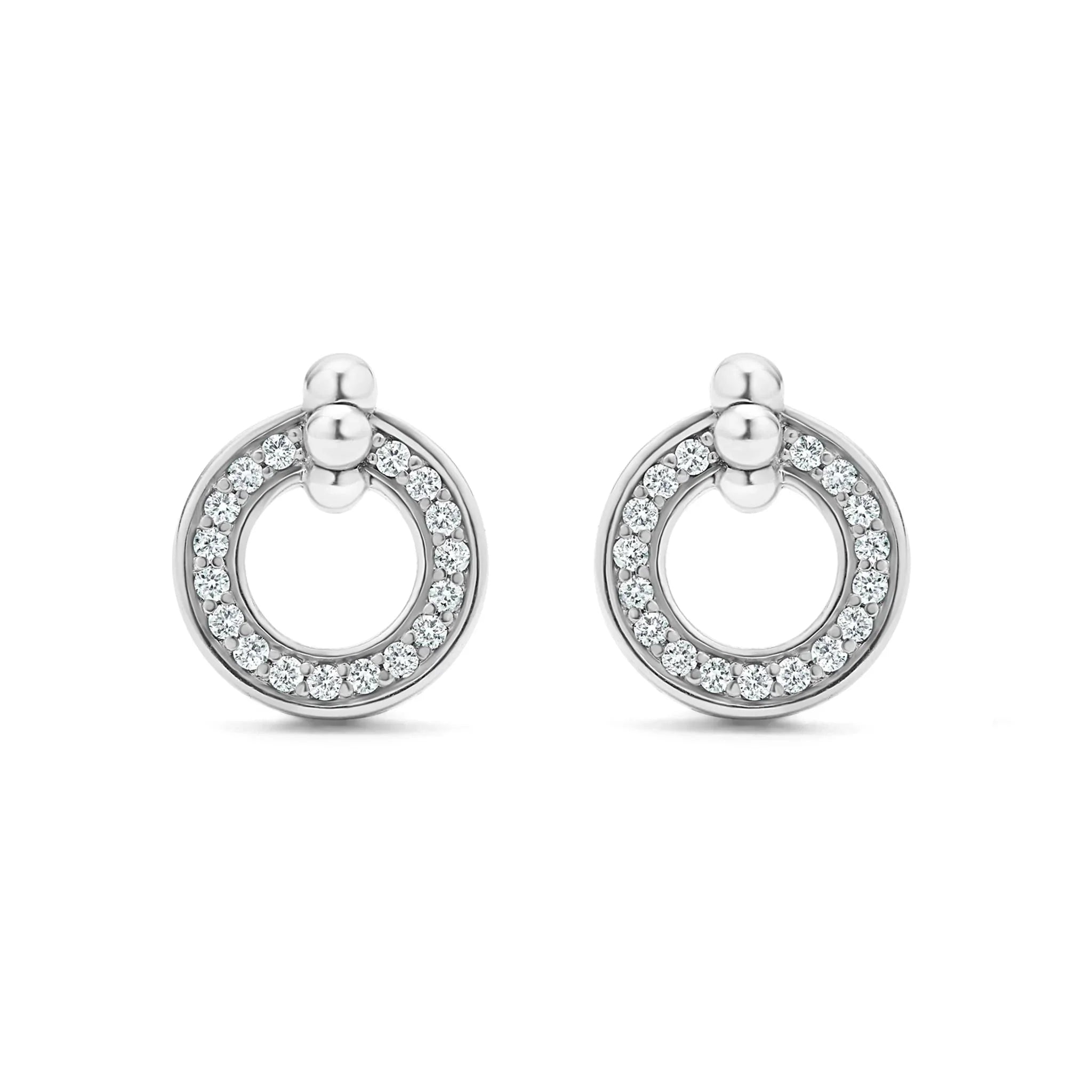 Stud Earrings for Valentine's Day -Circle Diamond Stud Earrings