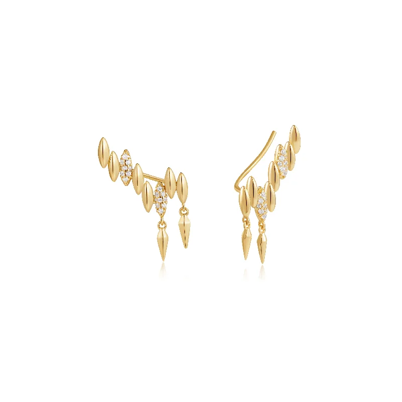 Stud Earrings with Star Motifs -Gold Spike Climber Stud Earrings