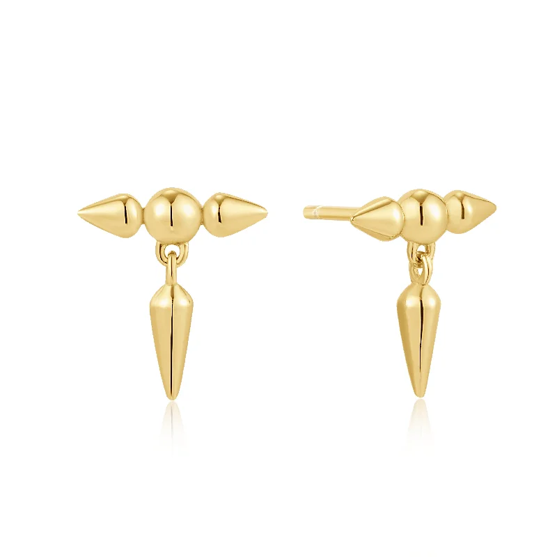 Stud Earrings with Keyhole Designs -Gold Point Stud Earrings