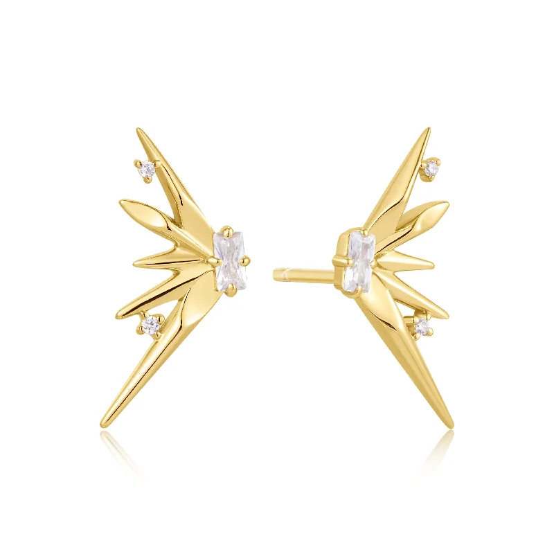 Stud Earrings with Infinity Symbols -Gold Statement Spike Stud Earrings