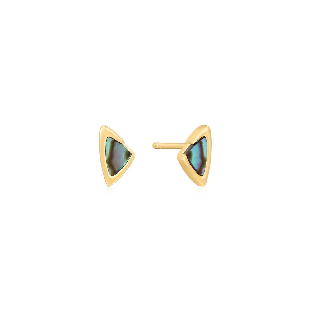 Gothic Stud Earrings with Dark Tone -Gold Arrow Abalone Stud Earrings