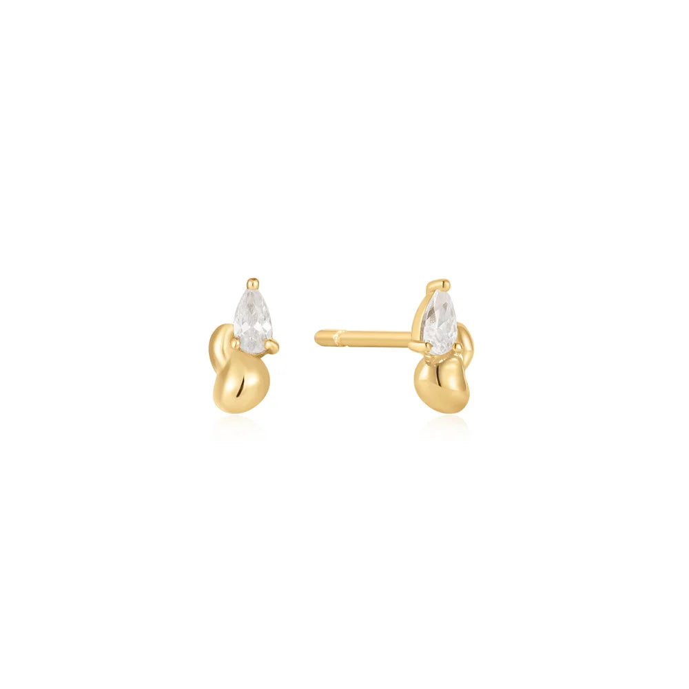 Maximalist Stud Earrings for Bling -Gold Twisted Wave Stud Earrings