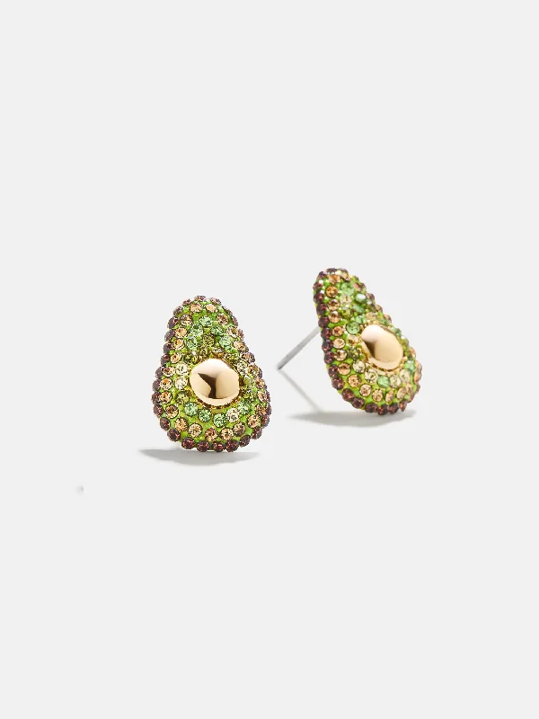 Hypoallergenic Stud Earrings for Sensitive -Guac the World Earrings - Avocado Stud Earrings