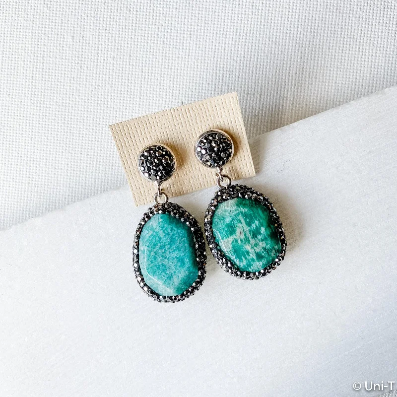 Gemstone Stud Earrings for Color -Pave & Agate Stud Earrings