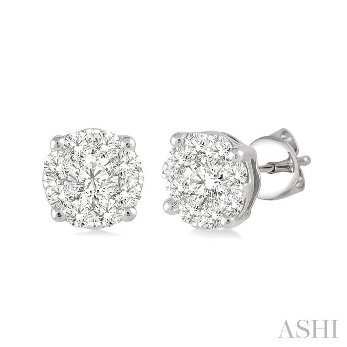 Tarnish Resistant Stud Earrings for Longevity -ROUND SHAPE LOVEBRIGHT ESSENTIAL DIAMOND STUD EARRINGS