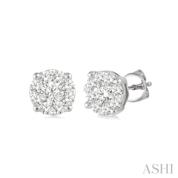 Lightweight Stud Earrings for All Day -ROUND SHAPE LOVEBRIGHT ESSENTIAL DIAMOND STUD EARRINGS