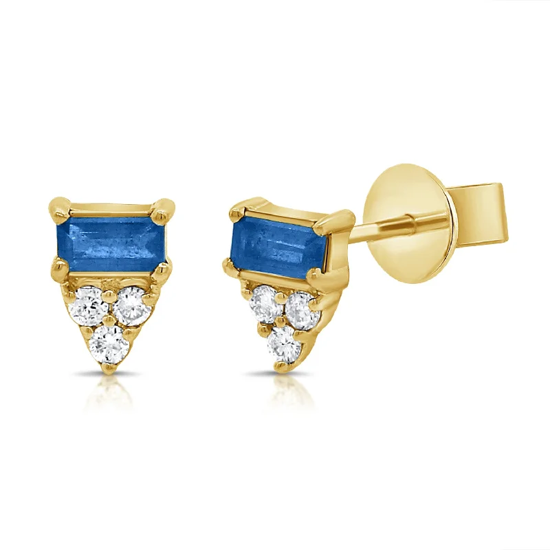 Stud Earrings for Beach Outfit -Sapphire & Diamond Stud Earrings