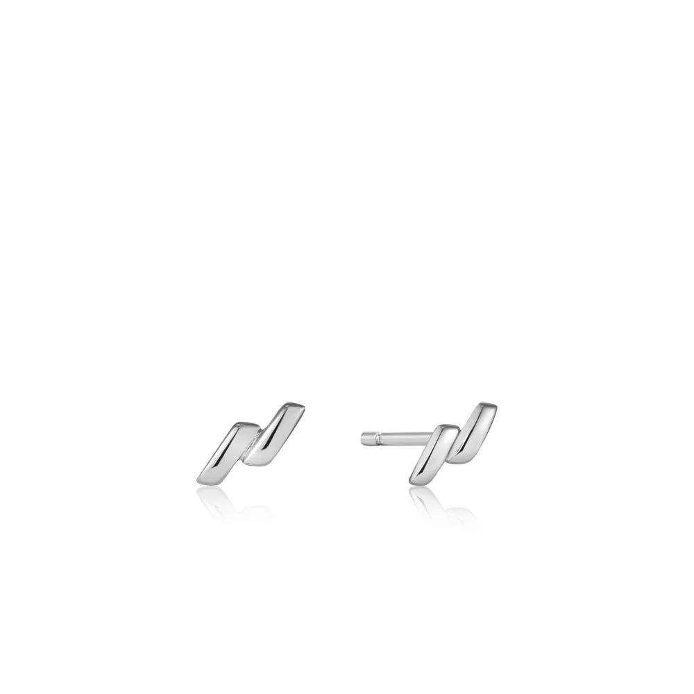 Retro Stud Earrings for Nostalgia -Smooth Twist Silver Stud Earrings