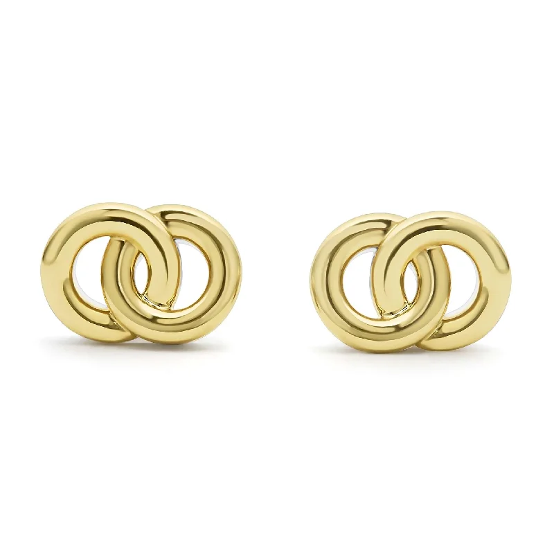 Stud Earrings for Wedding Ceremony -Two-Tone Interlocking Stud Earrings