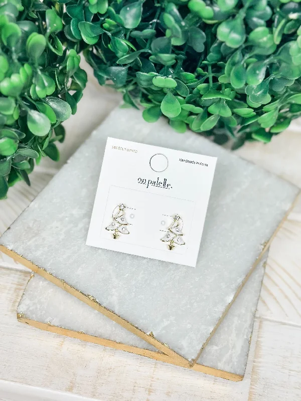 Stud Earrings with Polished Shine -White Christmas Tree Stud Earrings