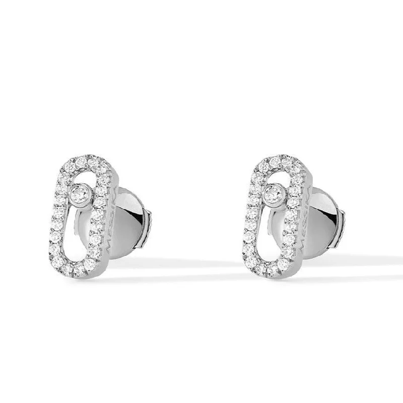 Stud Earrings for Concert Look -0.16ctw White Gold Diamond Pavé Stud Earrings