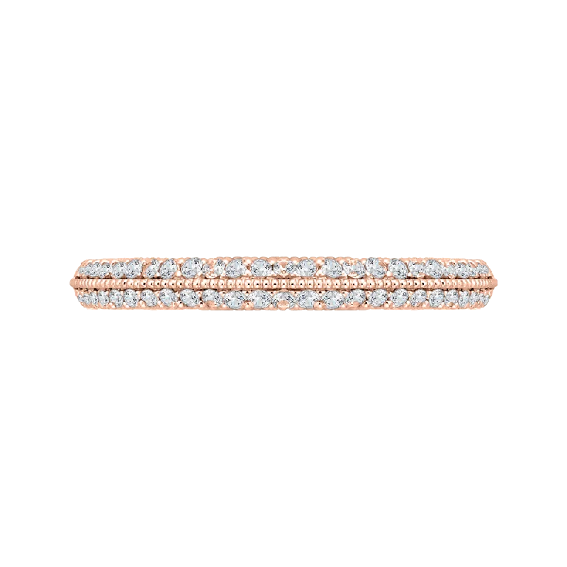 Elegant necklaces and pendants with diamond accents for added sparkle-14K Rose Gold Round Diamond Half Eternity Wedding Band