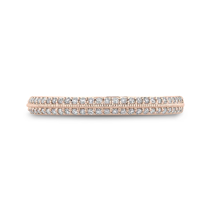 Best necklaces and pendants with opal gemstones for an iridescent glow-14K Rose Gold Round Diamond Half Eternity Wedding Band