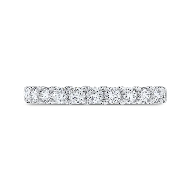 Beautiful necklaces and pendants with diamond halo settings for extra brilliance-14K White Gold Half Eternity Round Diamond Wedding Band