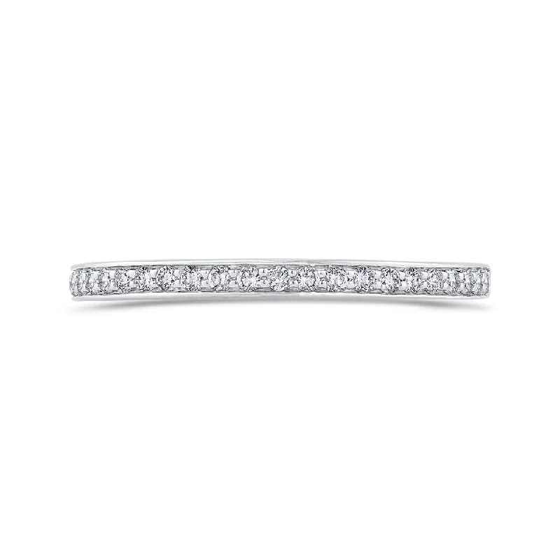 Trendy necklaces and pendants with statement pieces for a bold fashion statement-14K White Gold Round Cut Diamond Half Eternity Wedding Band