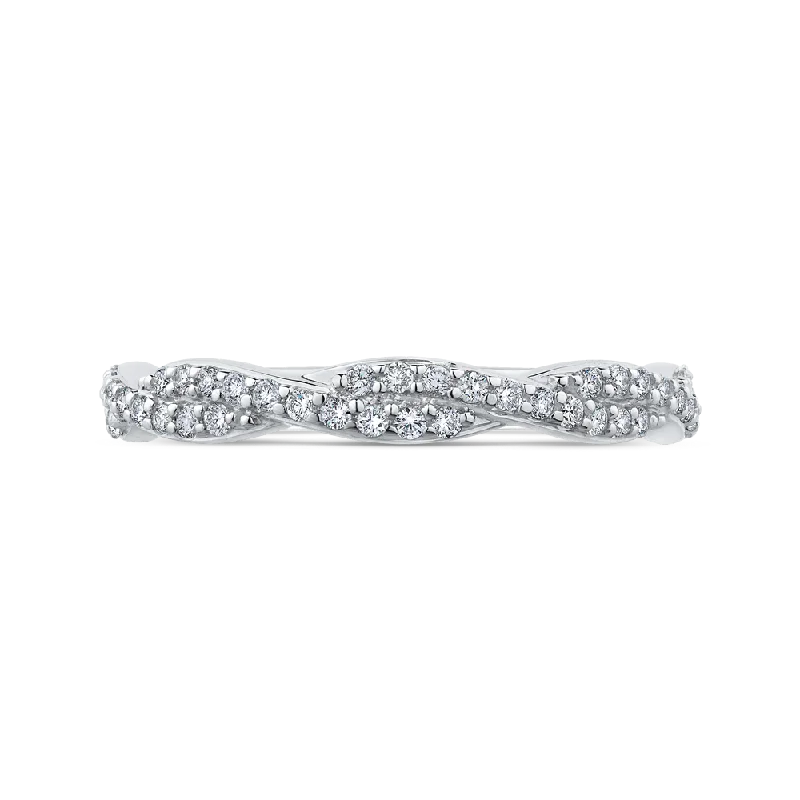 Necklaces and pendants with custom designs for a completely unique jewelry piece-14K White Gold Round Diamond Crossover Wedding Band