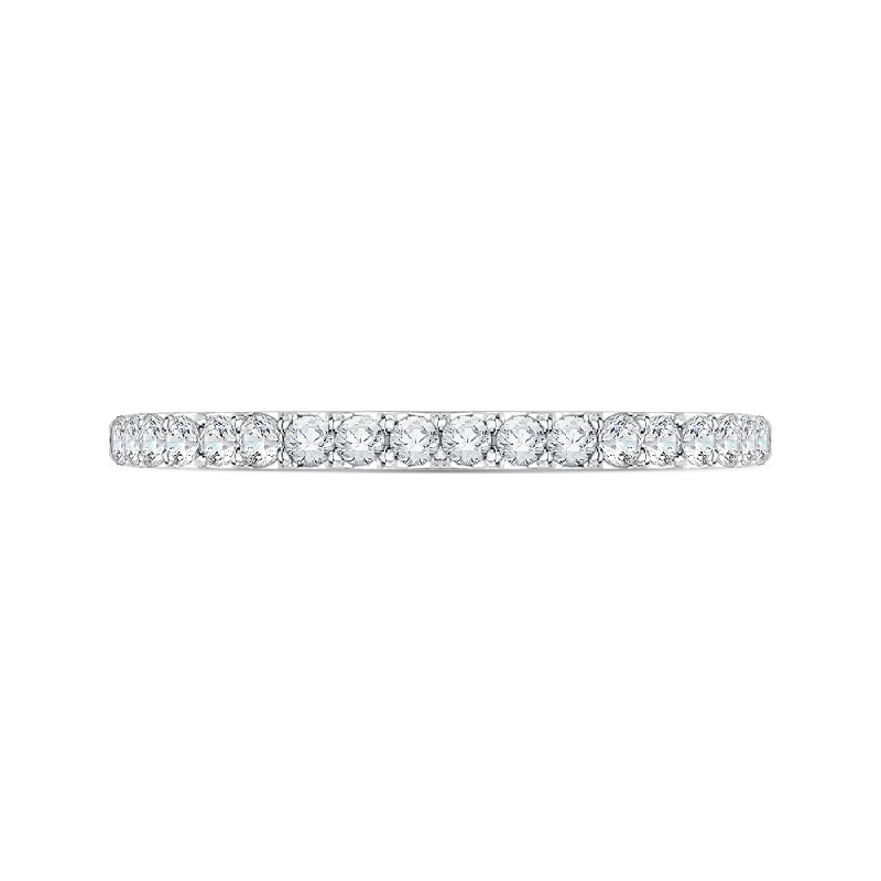 Necklaces and pendants with infinity love symbols for an eternal, romantic gesture-14K White Gold Round Diamond Half Eternity Euro shank Wedding Band