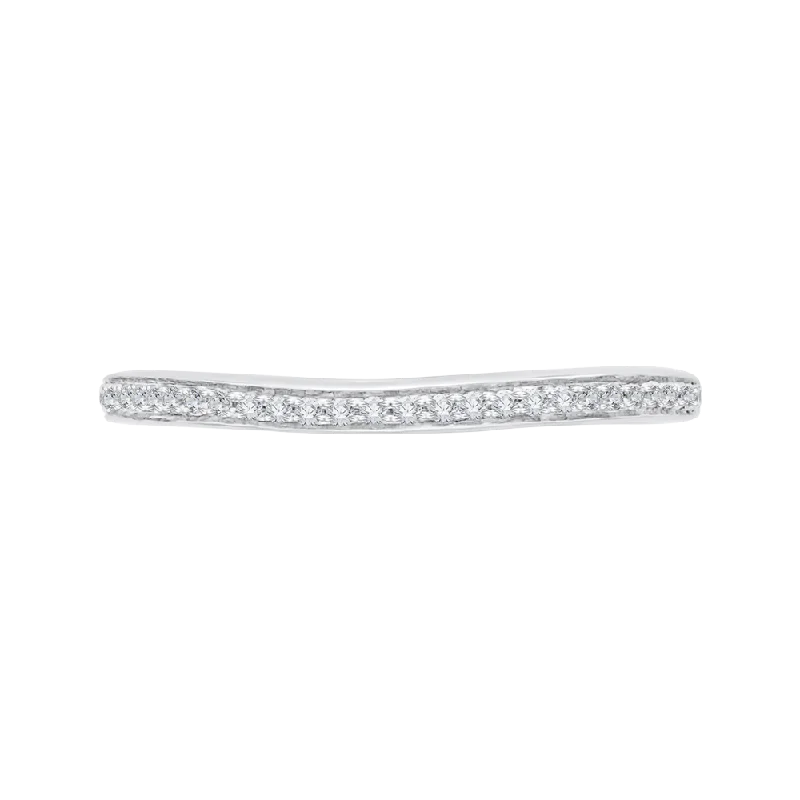 Necklaces and pendants with matching rings for a coordinated set of jewelry-14K White Gold Round Diamond Half Eternity Wedding Band