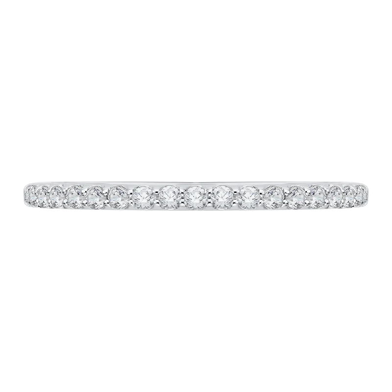 Necklaces and pendants with zodiac constellation designs for an astrological touch-14K White Gold Round Diamond Half Eternity Wedding Band