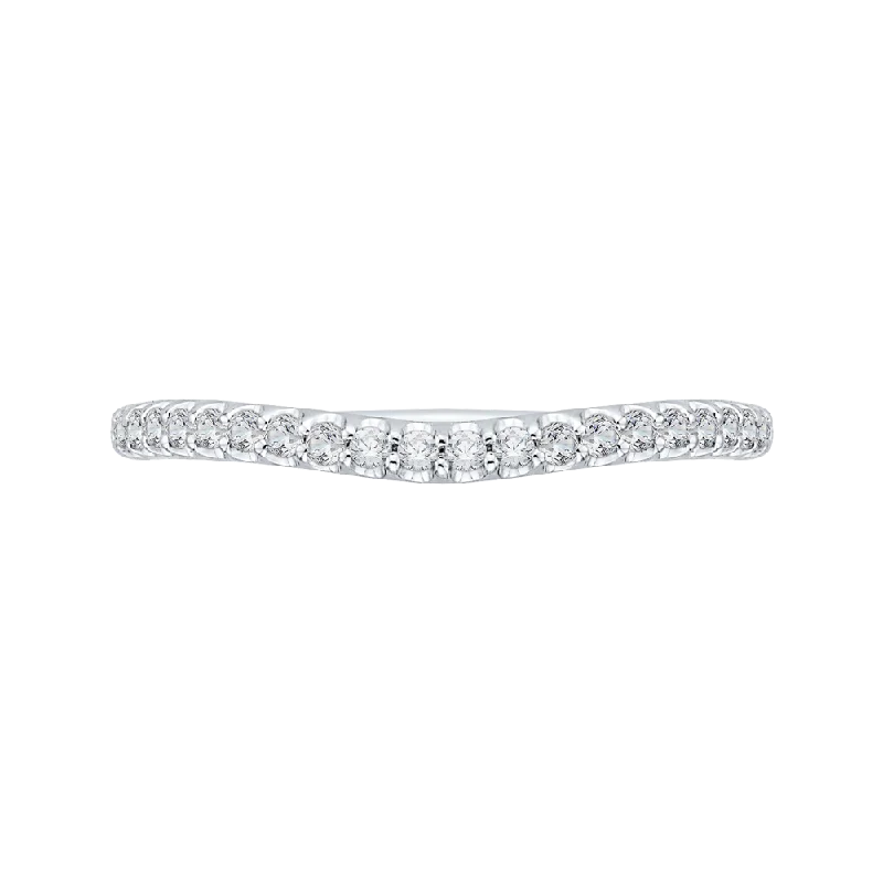 Stunning necklaces and pendants with aquamarine stones for a serene effect-14K White Gold Round Diamond Half Eternity Wedding Band