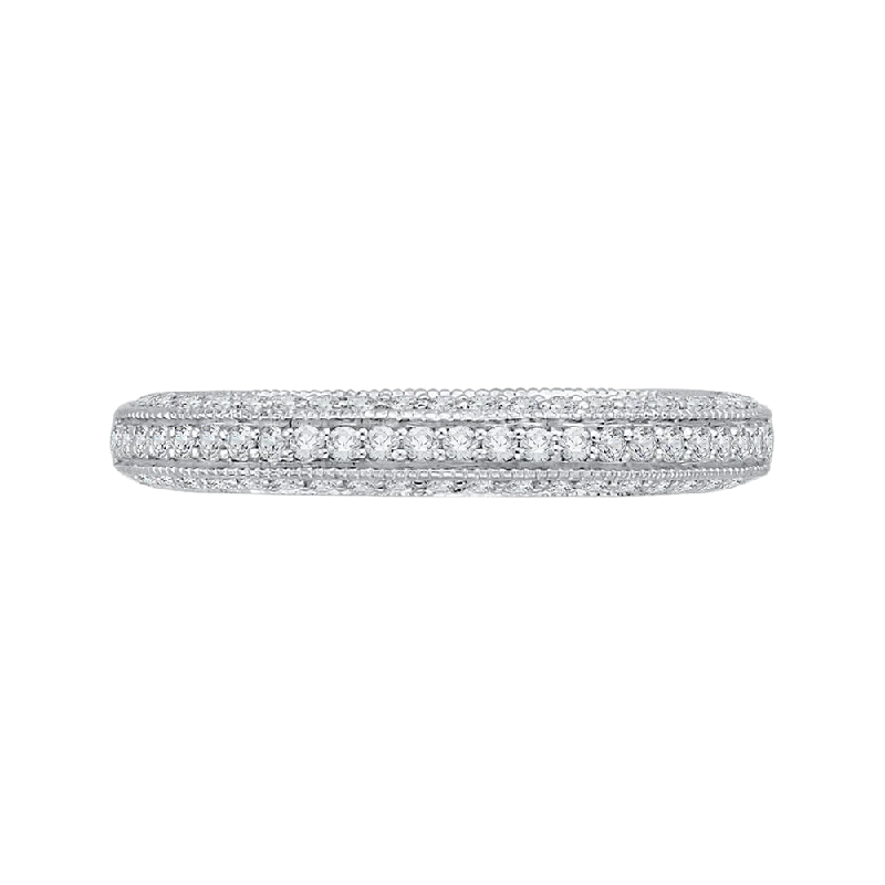 Best necklaces and pendants with floral designs for a feminine and elegant feel-14K White Gold Round Diamond Half Eternity Wedding Band