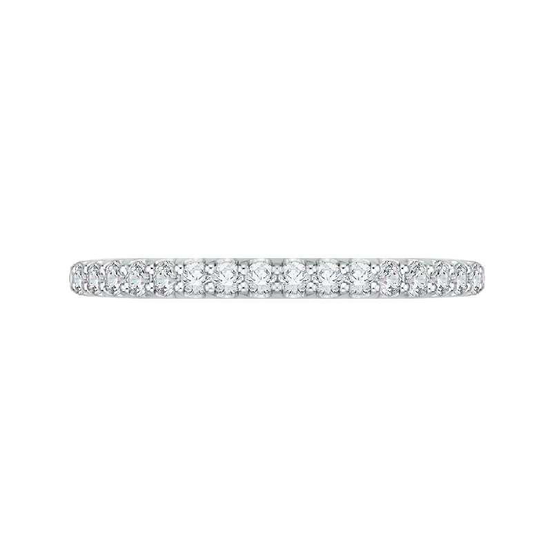 Simple necklaces and pendants with tiny charms for a delicate and casual vibe-14K White Gold Round Diamond Half Eternity Wedding Band