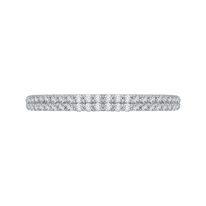 Necklaces and pendants with engraved messages for a deeply personal, sentimental gift-14K White Gold Round Diamond Half Eternity Wedding Band