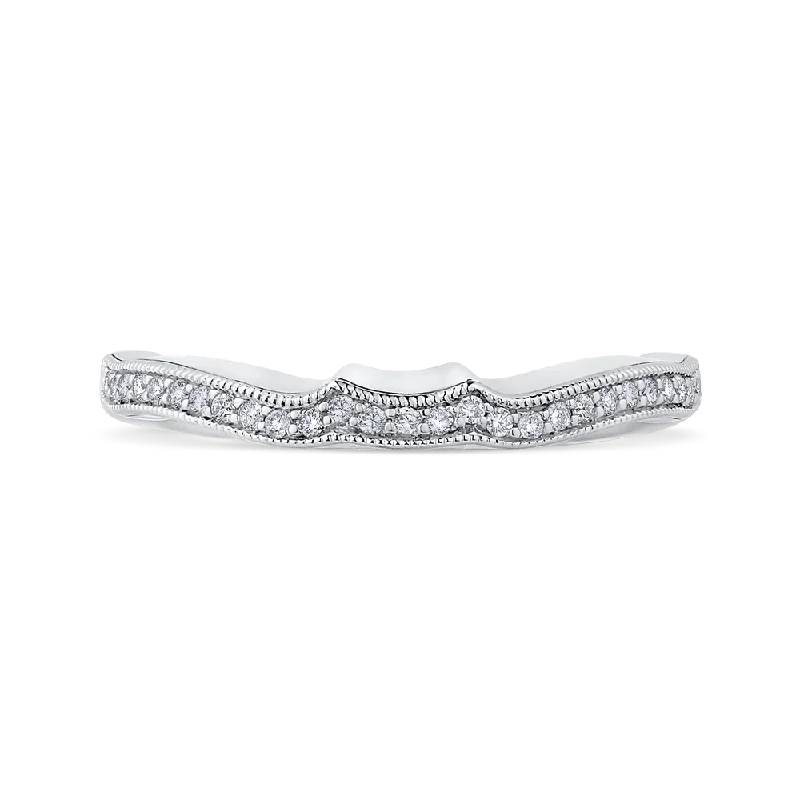 Necklaces and pendants with custom designs for a completely unique jewelry piece-14K White Gold Round Diamond Half Eternity Wedding Band