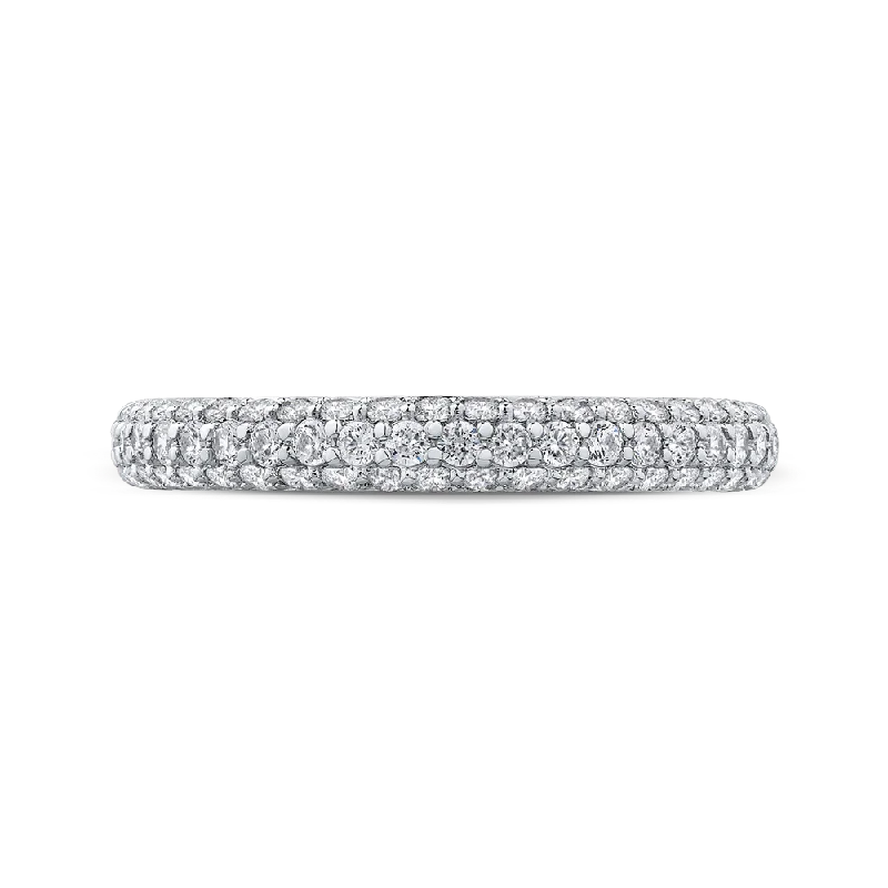 Best necklaces and pendants with intricate beadwork for a bohemian-inspired look-14K White Gold Round Diamond Half Eternity Wedding Band