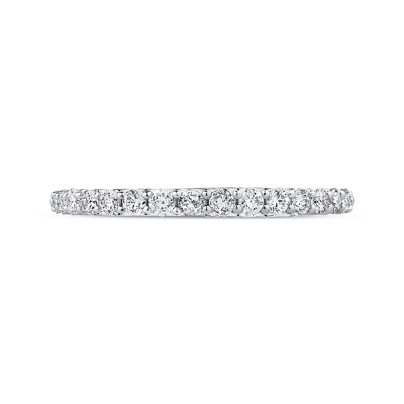 Necklaces and pendants with lock and key designs for a symbolic gesture-14K White Gold Round Diamond Half Eternity Wedding Band