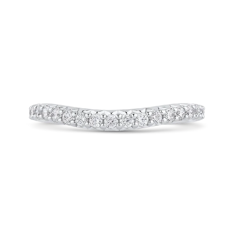 Unique necklaces and pendants with custom birthstone arrangements for personalization-14K White Gold Round Diamond Half Eternity Wedding Band