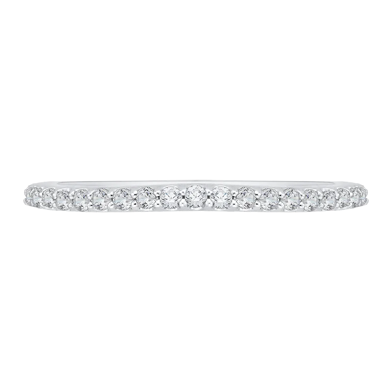 Necklaces and pendants with feather designs for a boho-chic, carefree vibe-14K White Gold Round Diamond Half Eternity Wedding Band