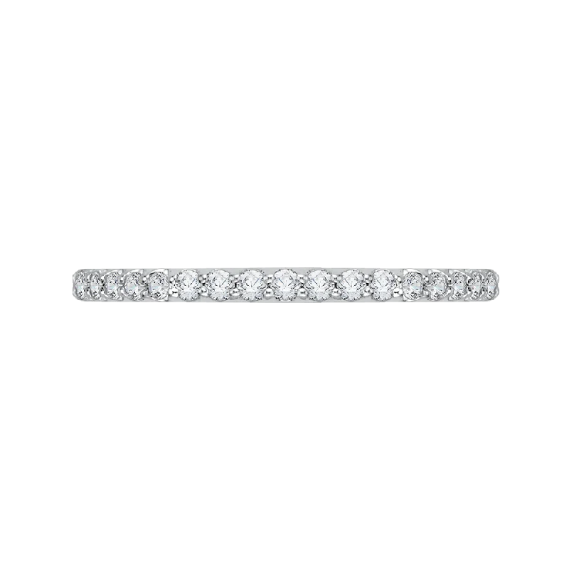 Best necklaces and pendants with heart-shaped designs for a romantic look-14K White Gold Round Diamond Half Eternity Wedding Band