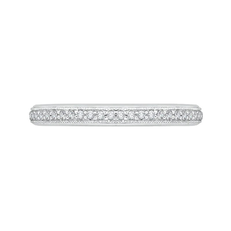 Best necklaces and pendants with layered designs for a chic, stacked look-14K White Gold Round Diamond Half Eternity Wedding Band