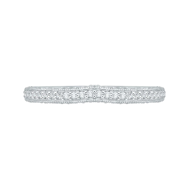 Necklaces and pendants with infinity love symbols for an eternal, romantic gesture-14K White Gold Round Diamond Half Eternity Wedding Band