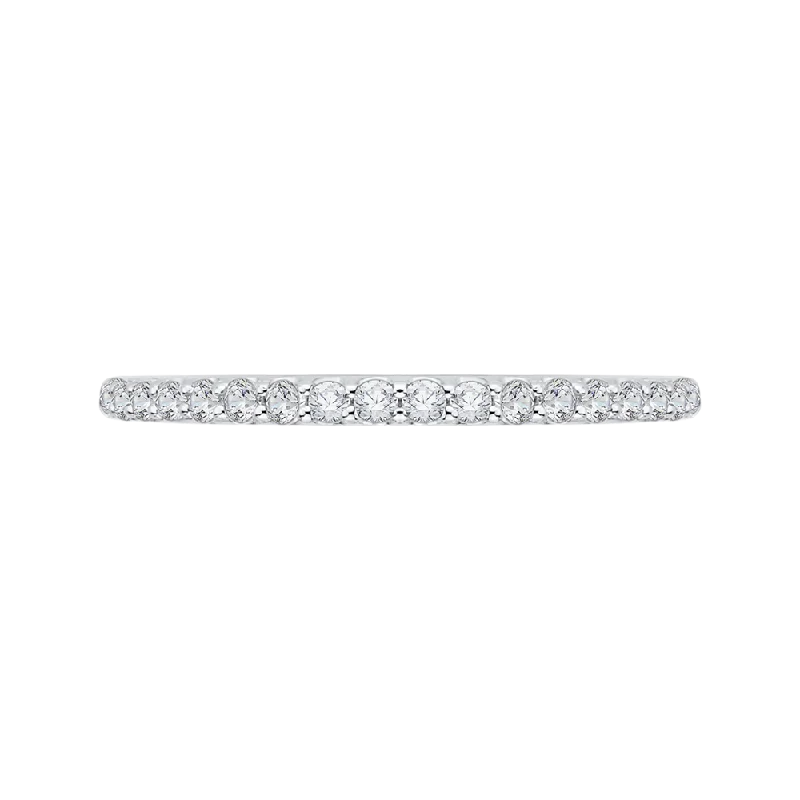 Necklaces and pendants with matching rings for a coordinated set of jewelry-14K White Gold Round Diamond Half Eternity Wedding Band