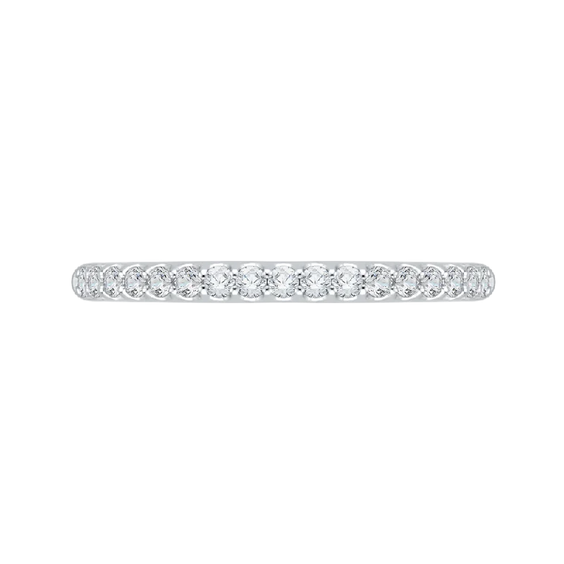 Best necklaces and pendants with heart-shaped lockets for a sentimental keepsake-14K White Gold Round Diamond Half Eternity Wedding Band