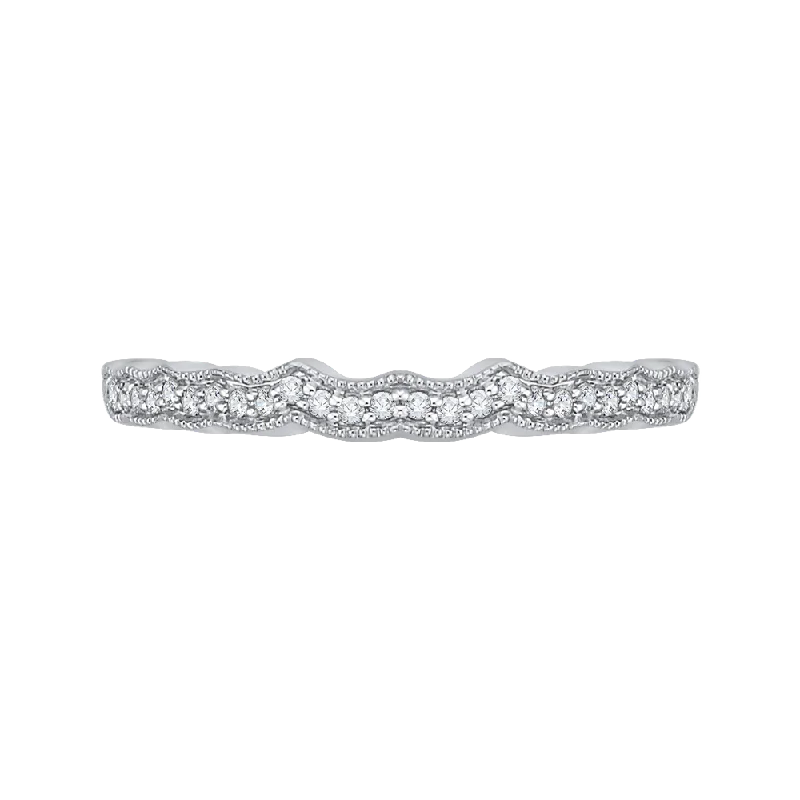 Simple necklaces and pendants with bar pendants for a sleek modern design-14K White Gold Round Diamond Half Eternity Wedding Band