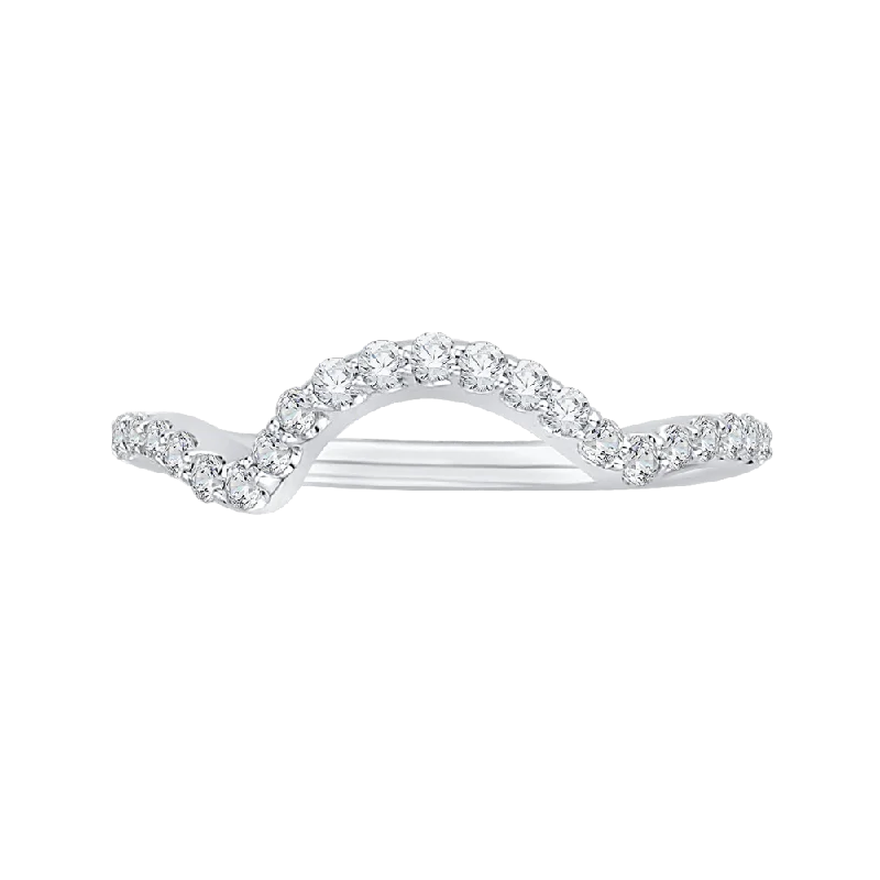 Best necklaces and pendants with floral designs for a feminine and elegant feel-14K White Gold Round Diamond Half Eternity Wedding Band