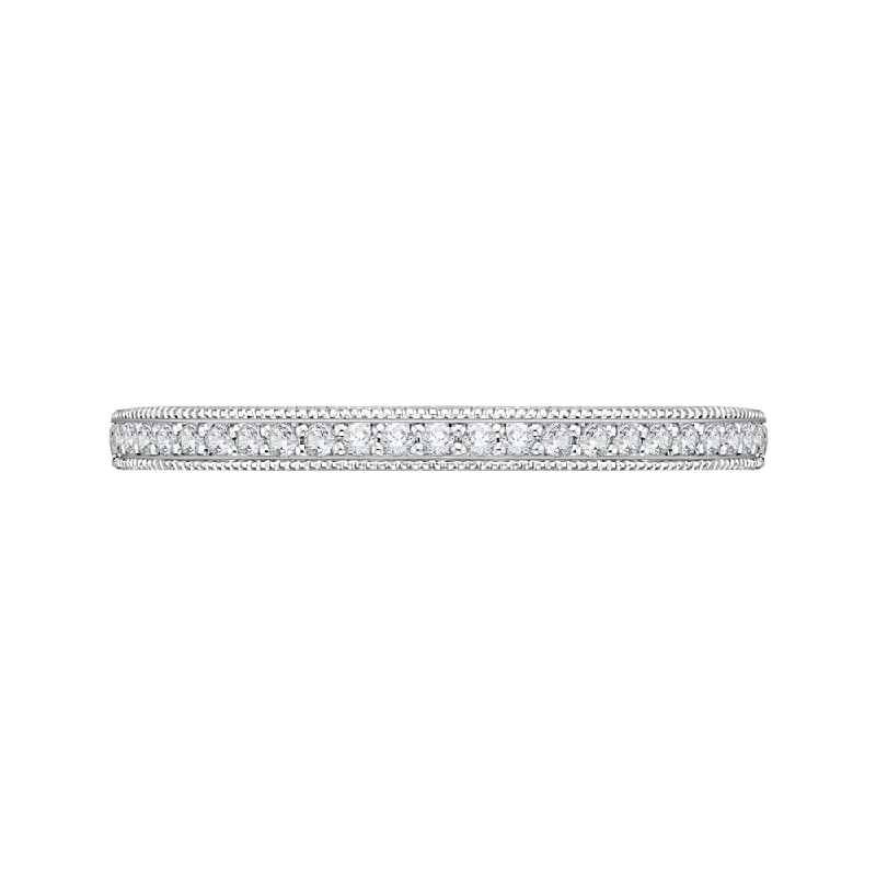 Trendy necklaces and pendants with geometric shapes for a modern aesthetic-14K White Gold Round Diamond Half Eternity Wedding Band