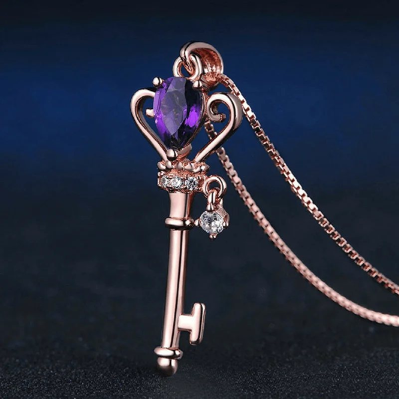 Elegant necklaces and pendants with infinity symbols for timeless designs-Amethyst Key of Transformation Necklace