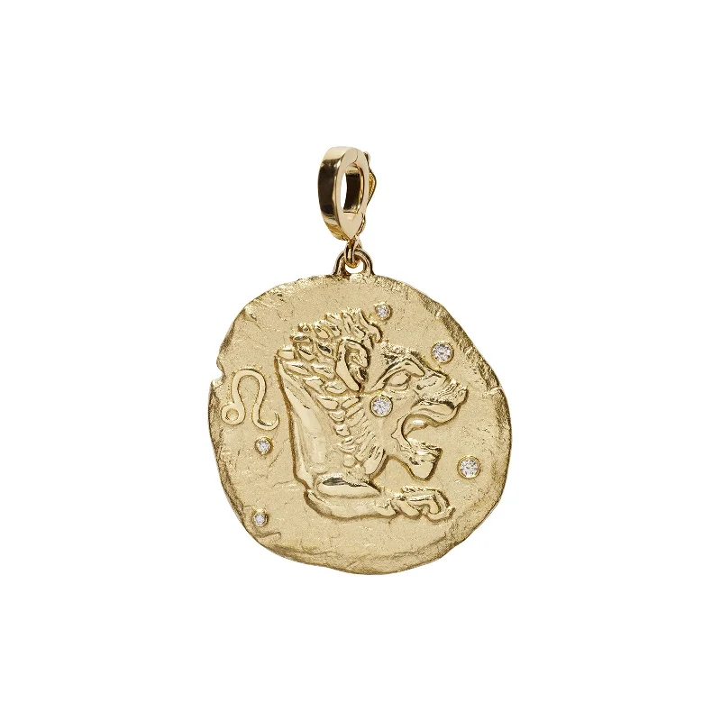 Beautiful necklaces and pendants with tree branch motifs for a nature-inspired design-Zodiac Large Coin Charm - Leo